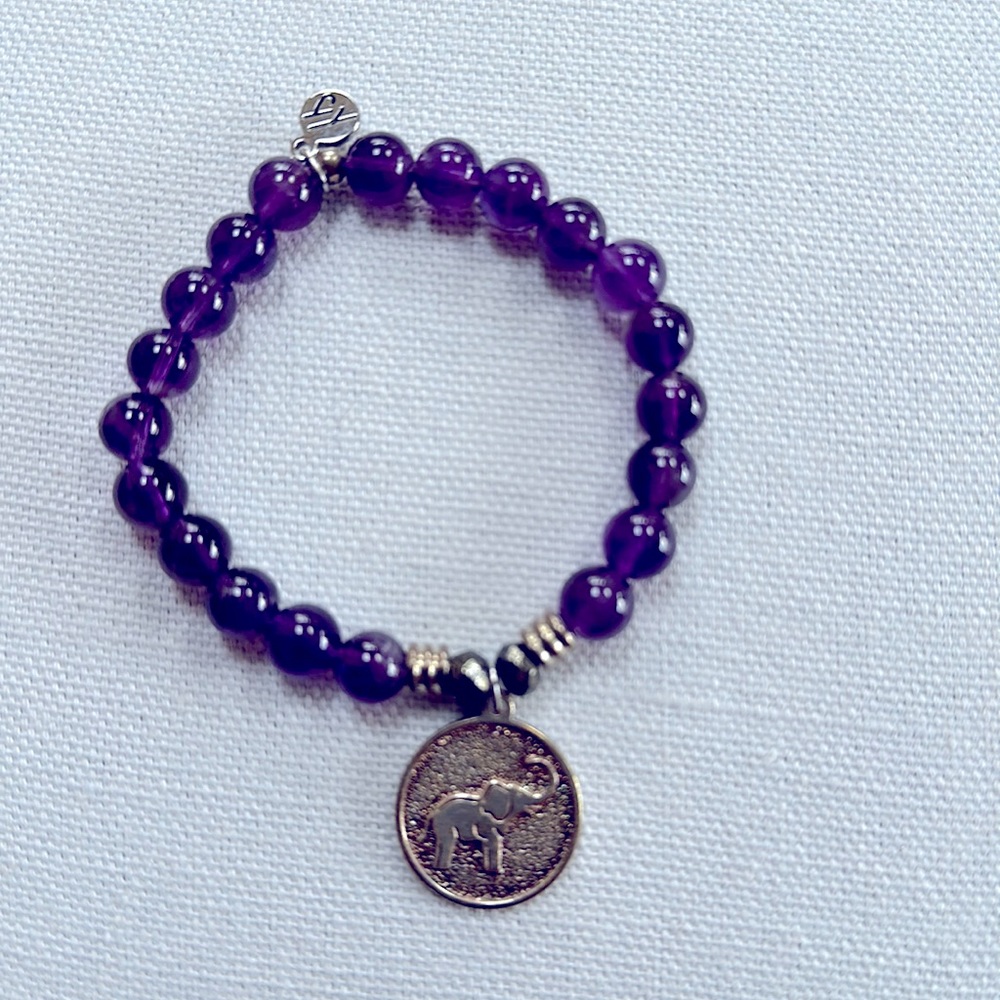 T Jonelle hand made bracelet lucky elephant with n purple jade brand new